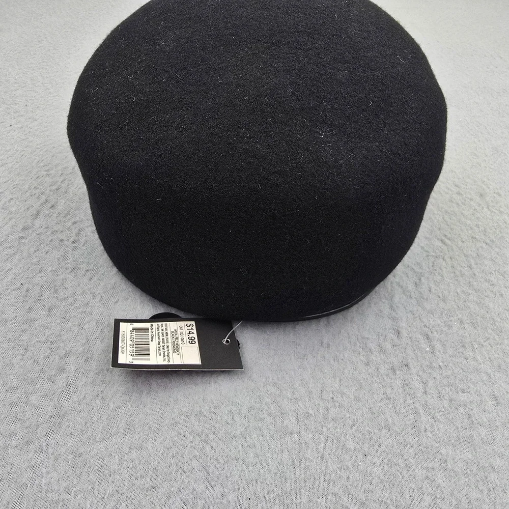 Mossimo Wool Felt Newsboy Cap Unisex OS Black Sweatband Baker Boy Cabbie Hat